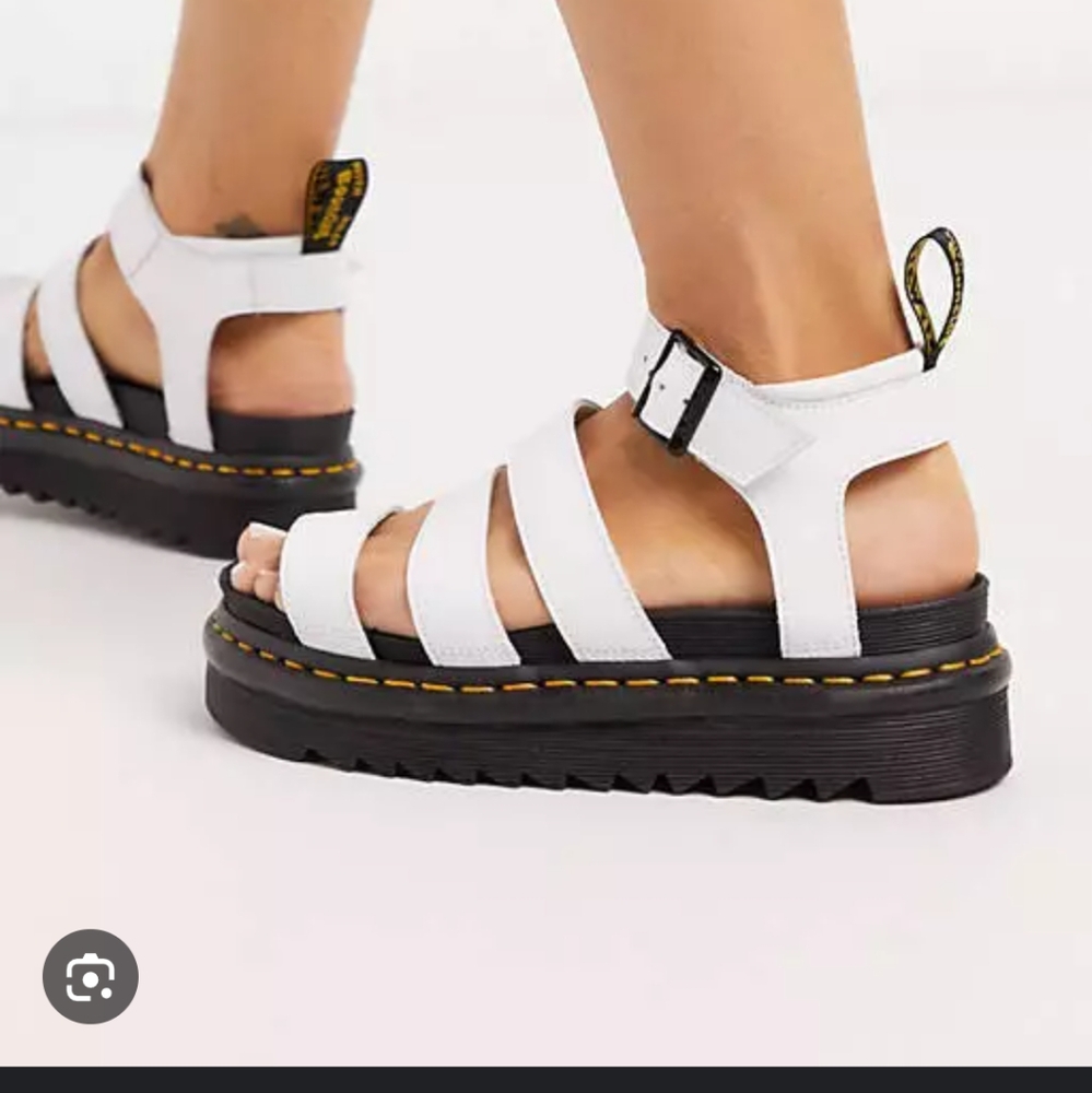White doc martin platform sandals.